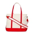 thumbnail image 5 of Free Assembly Women's Medium Canvas Tote, Natural/Red Star, 5 of 6