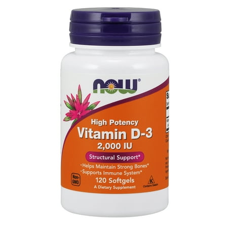120 Hexane Free Softgel - NOW Supplements, Vitamin D-3 2000 IU, 120 Softgels