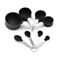 thumbnail image 1 of Juego de 8 tazas medidoras y cucharas de acero inoxidable, juego de tazas medidoras anidadas con mangos de silicona suave al tacto para ingredientes secos y líquidos, cocinar y hornear, 1 of 6
