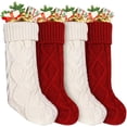 thumbnail image 2 of Christmas Stockings 4Pack -18 Inches Christmas Stockings Cable Knitted Xmas Stockings Personalized Burgundy Red for Family Christmas Party Classic Decorations,A21, 2 of 5