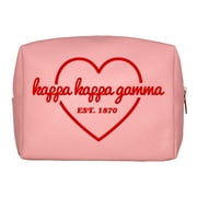 Kappa Kappa Gamma Makeup Bag Pink With Red Heart PU Leather