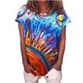 thumbnail image 1 of Blusa de manga corta con estampado de grafiti y cuello redondo para mujer Pompotops  hkajfhjk459126, 1 of 8