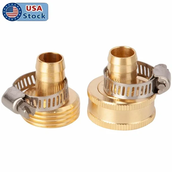PURELY- 1/2" Garden Brass Hose Mender End Repair Kit Hose Male Female Connector Usa