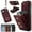 Burgundy (Long Shoulder Strap + Short Wrist Strap), variant on Kryonix for iPhone 17 Wallet Case, Crossbody Purse with Wrist Strap Lanyard Handbag, RFID Blocking Card Holders, 360 ° Rotation Ring Kickstand, Pink/Beige/Black/Purple