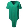 thumbnail image 2 of A2Y Women's Loose Fit Short Sleeve Button Down Front Tie Top Kelly Green XL, 2 of 7