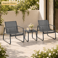 thumbnail image 1 of Zocalo Juego de Muebles de Exterior 3 Piezas, 2 Sillones y Mesa Auxiliar de Acero, Sillas con Tela Transpirable, Resistente al Agua y UV, Set para Jardín, Terraza y Patio, Color Negro, 1 of 10