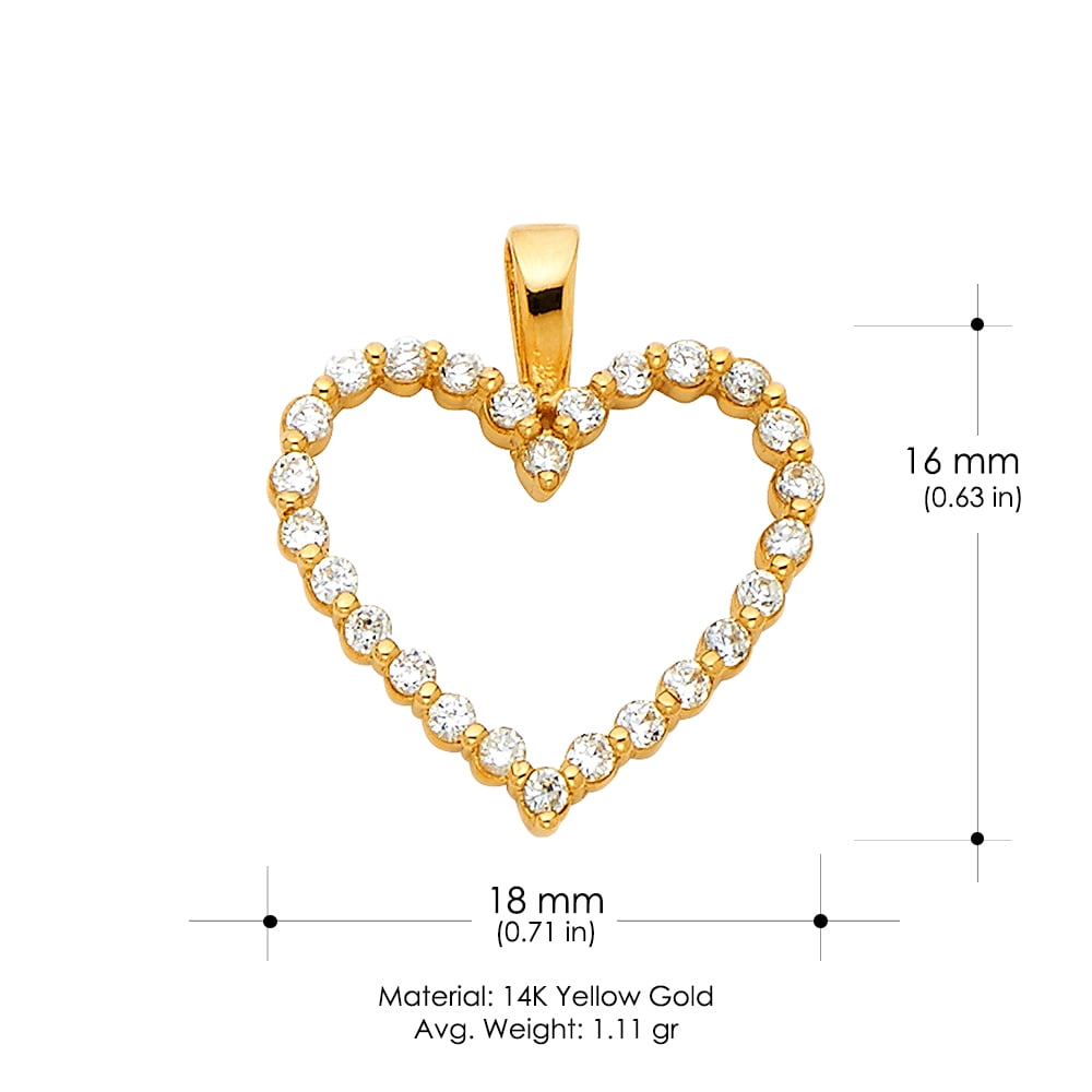 14K Two Tone Gold Fancy Heart Charm Pendant with 2mm Figaro 3+1 Chain Necklace