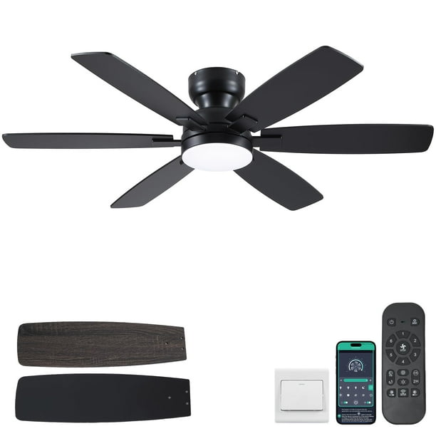 Ventilador de techo Kviflon 52 con luces, mando a distancia, color negro