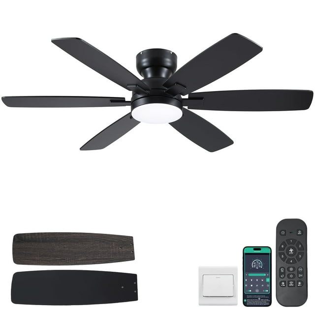 Ventilador de techo Kviflon 52 con luces, mando a distancia, color negro