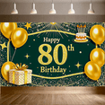 thumbnail image 6 of Green Glittery 80th Birthday Banner with Gold Balloons Cake and Gift Background Decoration for Birthday Party Photography Props Celebrations, 6 of 7