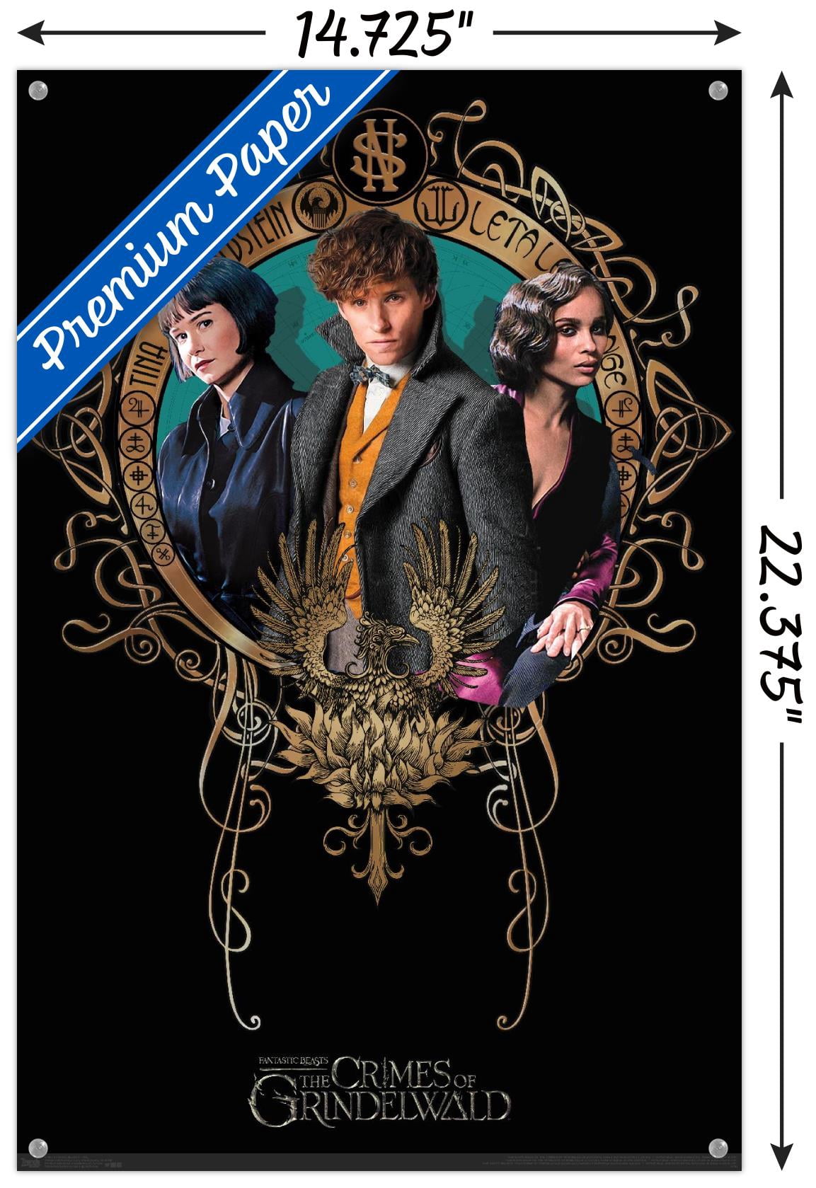 Fantastic Beasts: Crimes Of Grindelwald - Trio Wall Poster with Push Pins, 14.725" x 22.375"
