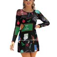 thumbnail image 1 of Robe Évasée de Rentrée Scolaire Robe à Encolure Carrée Élégante Mode Féminine Robe Imprimée Motif Rentrée Scolaire Bus Scolaire Enfants, 1 of 5