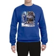 thumbnail image 2 of Wolves and the Moon in the Winter Night | Mens Animal Lover Crewneck Graphic Sweatshirt, Royal, Large, 2 of 3