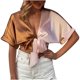 thumbnail image 1 of Verano mujer moda cuello en V manga corta colores contrastantes Casual Tee Tops Fridja  ghk6700, 1 of 9