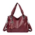 thumbnail image 2 of Bolso de mano Salvador de Cuero PU Rojo oscuro para mujer con asa cómoda, 2 of 10