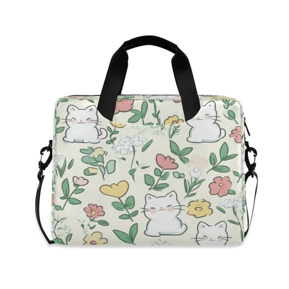 16" Laptop Tote Bag Laptop Sleeve Case Computer Briefcase for Work & Travel Cute White Cat Pattern