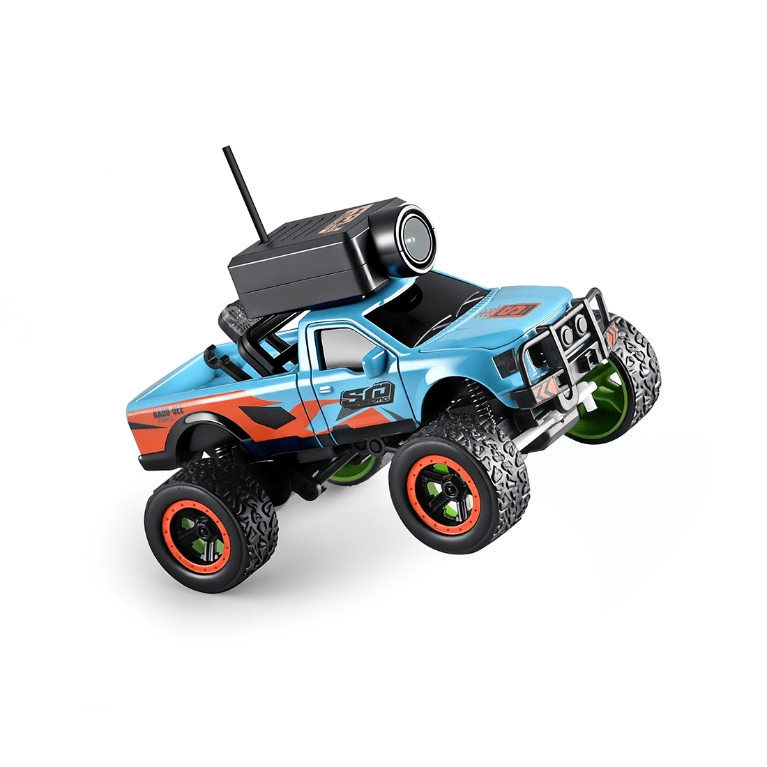 1/64 Scale FPV Mini RC Truck with WiFi HD Camera & APP + Remote Dual Control, 2.4G Full-Proportional RC Crawler with Display Screen, Gyro Stabilization & 3-Speed & Cruise Control - RTR