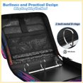 thumbnail image 4 of Neon Rainbow Roses Printed Zipper Binder with Handle&Shoulder Strap 2 inch 3 Ring 500+300 Sheet Capacity File Folder Organizer, 4 of 8