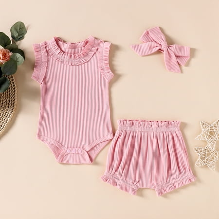 

Hunpta Baby Girl Clothes Outfits CottonSolid Color Casual3PC Set
