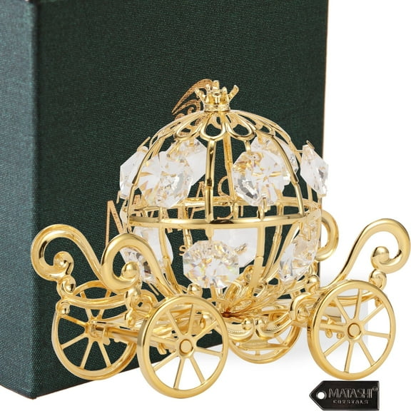 Matashi Pumpkin Carriage Princess Ornament, 24K Gold Plated – Valentine’s Day Gift for Her or Wife, Home Décor for Weddings & Parties