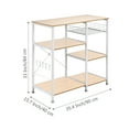 thumbnail image 5 of 3-Tier Small Kitchen Utility Carts with Wire Basket and 5 Shelving Unit, 35.4"x15.7"x33" Rolling Utility Cart Trolley Storage Cart w/5 Hooks, for Kitchen Office Bathroom, 176lbs, White Oak, S6550, 5 of 8
