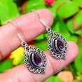 thumbnail image 2 of Natural Amethyst Gemstone Handmade 925 Sterling Silver Earring 1.62", 2 of 3