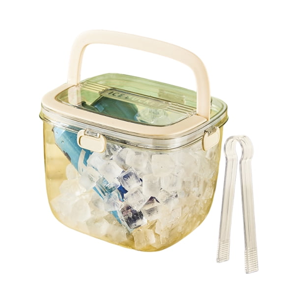Yuarrent Portahielos para congelador con cubeta transparente y pinzas Bandeja grande para moldes de helado Bandeja para hielo para congelador Cocina y Comedor Beige