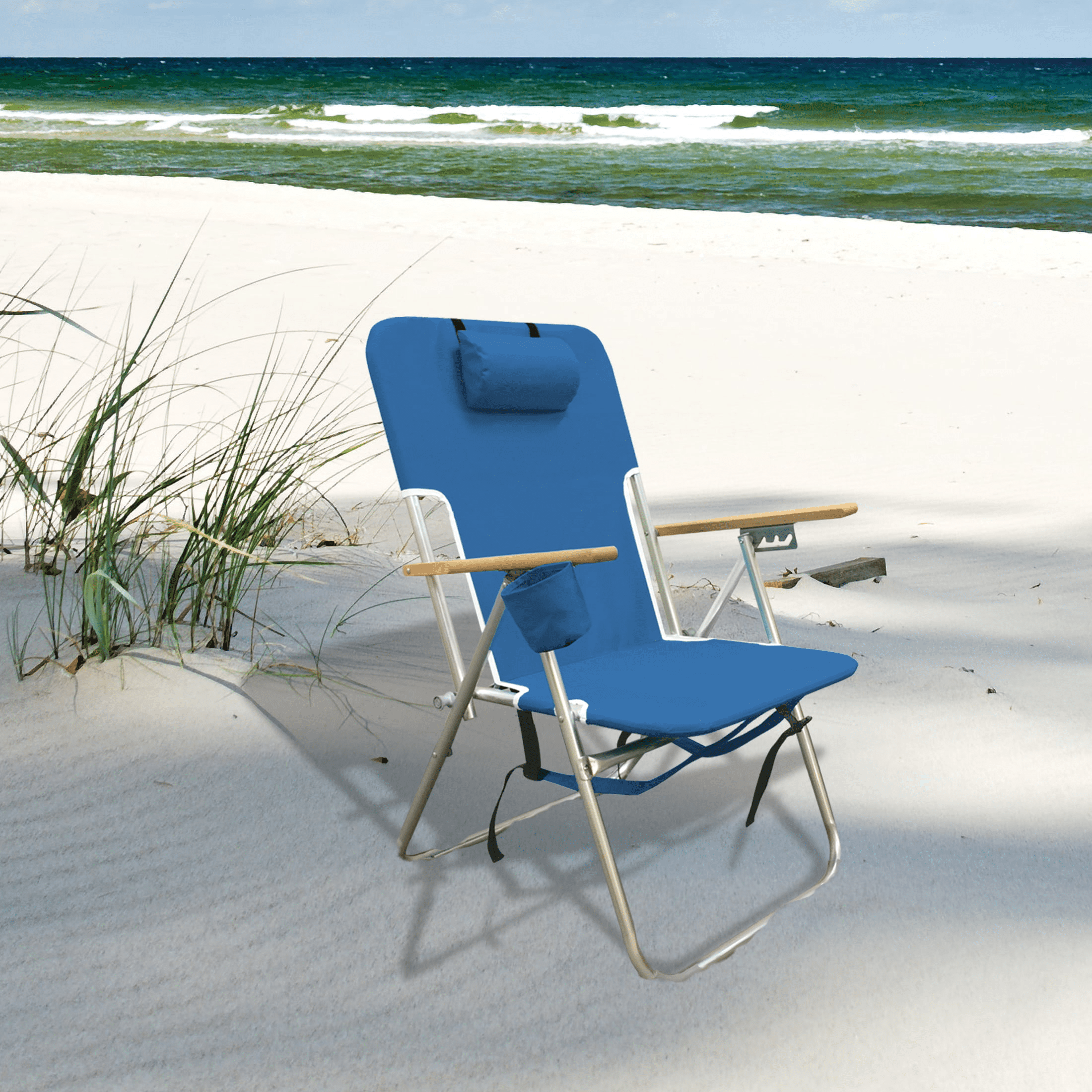 Paglio Extra Folding Beach Chair 4 Position Lay Flat, Portable Camping