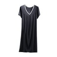 thumbnail image 3 of Simua Plus Size Nightgown for Women, Solid Color V Neck Short Sleeve Chest Ruffles Cotton Sleepshirts, 3 of 6