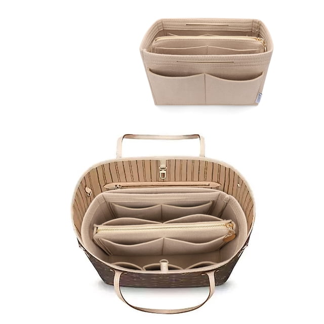 Organizador de cartera de fieltro con cierre LEXSION, beige, mediano