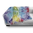 thumbnail image 3 of Geometry Soft Flannel Fleece Throw Blanket, Design of Egyptian Surrounding Partial Circular Arcs with Motley Effects, Cozy Plush for Indoor and Outdoor Use, 60" x 80", Multicolor, by Ambesonne, 3 of 6