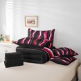 thumbnail image 5 of Erosebridal Geometric Wave Stripes Bed in a Bag Twin Size,Gradient Pink Black Bed Set,Modern Abstract Art Bedding Twin Size,Ultra Soft Bedroom Decorative Reversible,7 Pieces, 5 of 7
