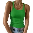 thumbnail image 1 of HSHDLDF Women's Sleeveless Tank Top Form Fitting Scoop Neck Ribbed Knit Basic Cami Shirts, 1 of 7