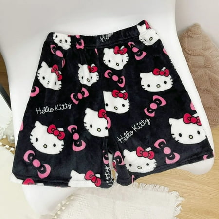 Sanrio Hello Kitty Shorts Hellokitty Pajamas Pants Women Cute Trousers Wide Leg Pants Loose Breathable Casual Home Sleeping Pant