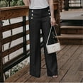 thumbnail image 2 of HUPTTEW Women's Spring Summer Pant Trouser Fashionable Button Cotton Baggy Wide Legged Casual Pant Trouser, 2 of 7