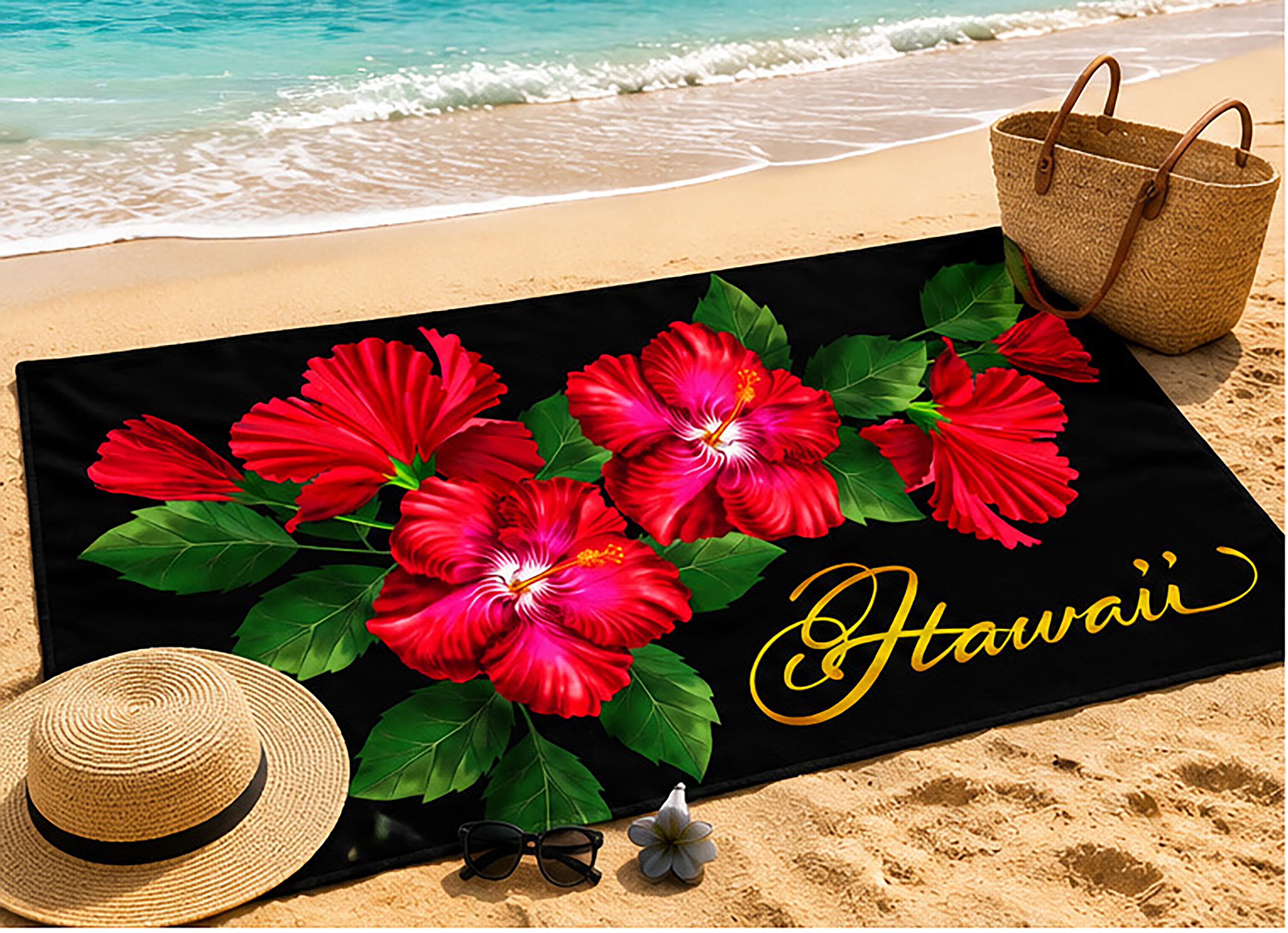 30" x 60" 100% Cotton Hibiscus Beach Towel
