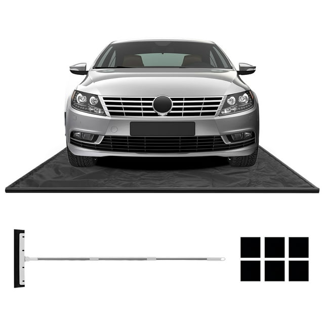 Costway Garage Floor Mat Non-Slip Containment Mat for Waterproof Protection Black Middle