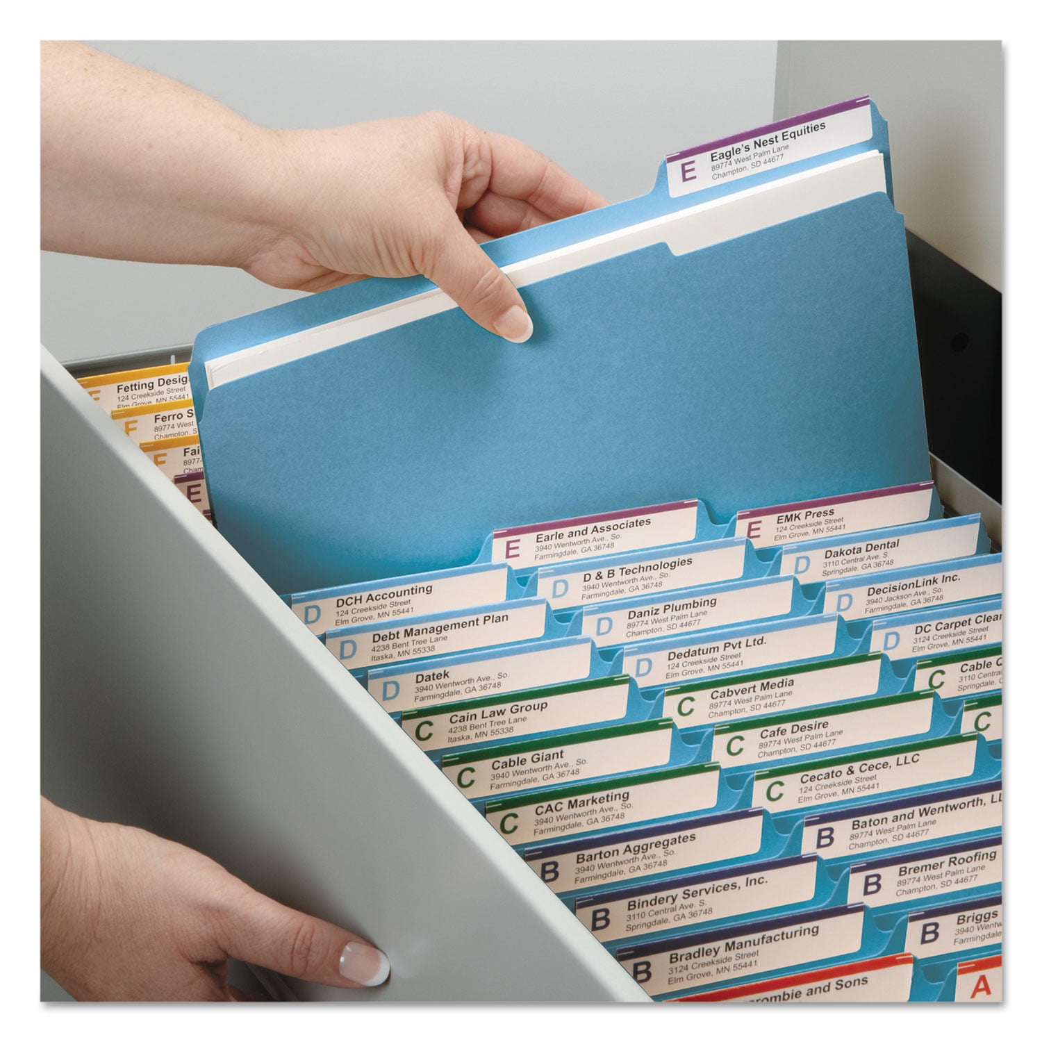 Smead 14937 Colored Pressboard Fastener Folders, Letter, 1/3 Cut, Blue, 25/Box