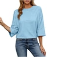thumbnail image 4 of Posijego Womens 3/4 Sleeve Shirts Athletic Workout T-Shirts Backless Summer Casual Running Yoga Active Tees for Women, 4 of 9