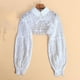 thumbnail image 2 of Blusa corta holgada con cuello falso floral de encaje de moda y volantes, accesorio de disfraz blanco, 2 of 8