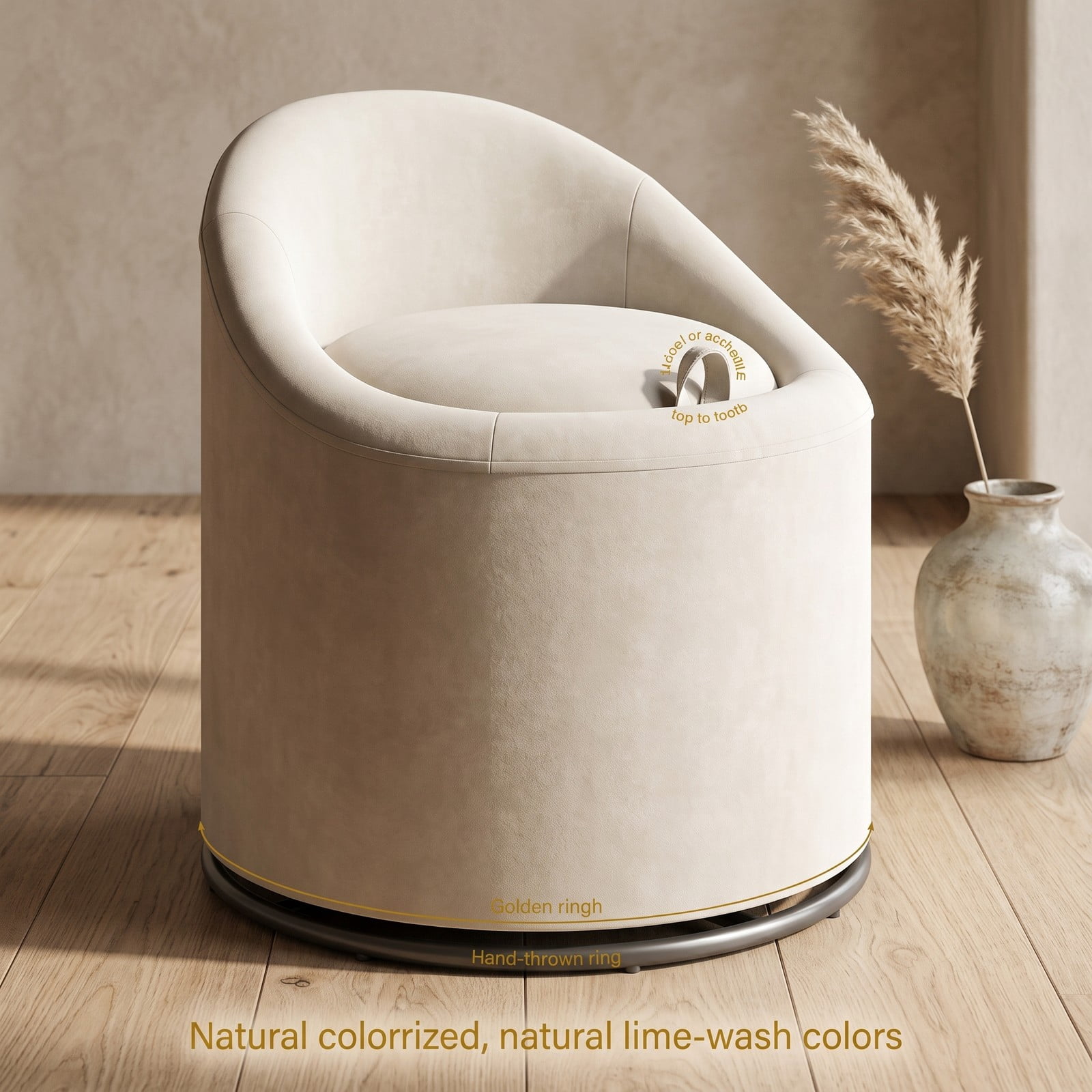 Furnibear Barrel Accent Chair with Hidden Storage, 360 Degree Swivel Upholstered Velvet Vanity Chair, Curved Back, Sturdy Metal Base, No Assembly Needed, for, Beige