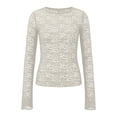 thumbnail image 5 of YMNXA Women's T Shirt Long Sleeve Round Neck See Through Comfortable Breathable Slim Fit Layering Top For Casual Daily Wear,Khaki,M, 5 of 6