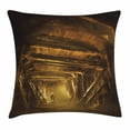 thumbnail image 1 of Cartoon Decor Throw Pillow Cushion Cover, Art Painting of Abandoned Mine with Explorer Mystic Adventure Print, Decorative Square Accent Pillow Case, 16 X 16 Inches, Golden and Brown, by Ambesonne, 1 of 2