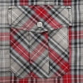 thumbnail image 5 of Coevals Club Mens Pearl Snap Plaid Western Cowboy Button Up Long Sleeve Shirts Red Gray 22 Small, 5 of 7