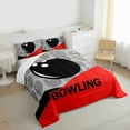 thumbnail image 3 of Feelyou Bowling Print Child Queen Comforter Set, Modern Sports Lover Bedding Sets, Grey Red Cartoon Theme Reversible Bedding Comforter Set, Super Cozy Room Decor, 3-Piece, 3 of 8