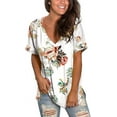 thumbnail image 1 of Camiseta de manga corta con cuello en V y estampado floral para mujer Xemadio HMYH038-4, 1 of 1