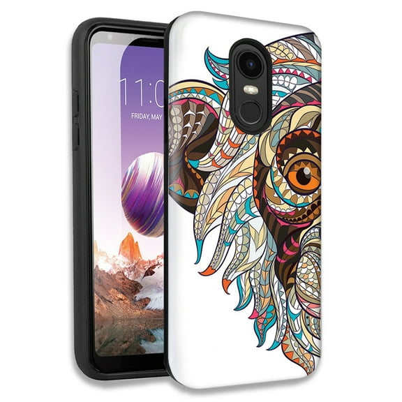 Mundaze Mosaic Monkey Face Double Layer Hybrid Case Cover For LG Fortune 2/Aristo 2 Plus/Zone 4/Aristo 3
