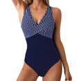 thumbnail image 3 of TaTaai Women's Fitted Training Swimsuit, Striped Sports Bikini Set with Removable Padding, High Support Design for Active Water Activities Gift, 3 of 5