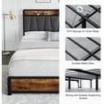thumbnail image 4 of Ourlova King Size Bed Frame with Storage Linen Upholstered Headboard 4 Drawers Platform Bed Frame with Charging Station No Box Spring Needed Easy Assembly Vintage Brown, 4 of 8