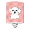 thumbnail image 1 of Carolines Treasures BB1208CNL Checkerboard Pink Maltese Ceramic Night Light, 1 of 1